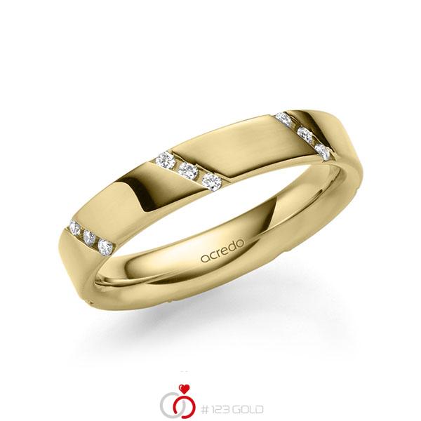 klassischer Trauring/Ehering in außen Gelbgold 585 , innen Gelbgold 585 mit zus. 0,21 ct. Brillant tw, si von acredo - A-1977-16 klassischer Trauring/Ehering in außen Gelbgold 585 , innen Gelbgold 585 mit zus. 0,21 ct. Brillant tw, si von acredo - A-1977-16