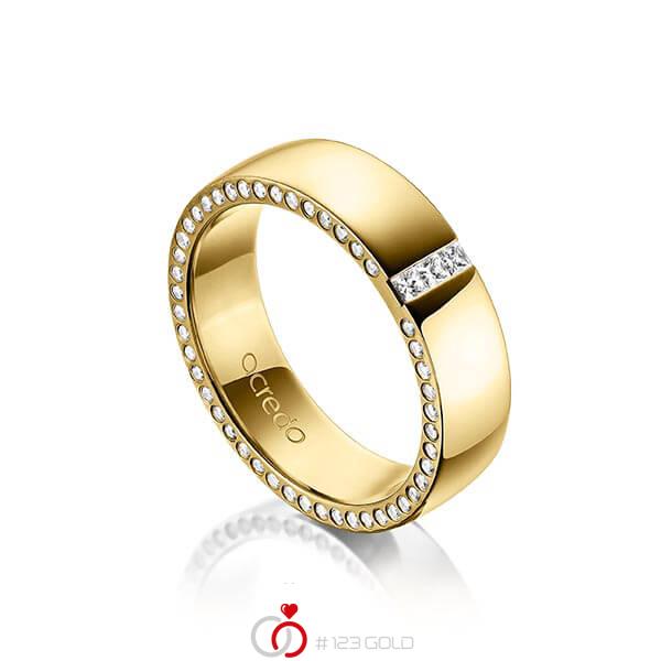 klassischer Trauring/Ehering in außen Gelbgold 585 , innen Gelbgold 585 mit zus. 0,325 ct. Prinzess-Diamant & Brillant tw, si von acredo - A-1496-7 klassischer Trauring/Ehering in außen Gelbgold 585 , innen Gelbgold 585 mit zus. 0,325 ct. Prinzess-Diamant & Brillant tw, si von acredo - A-1496-7