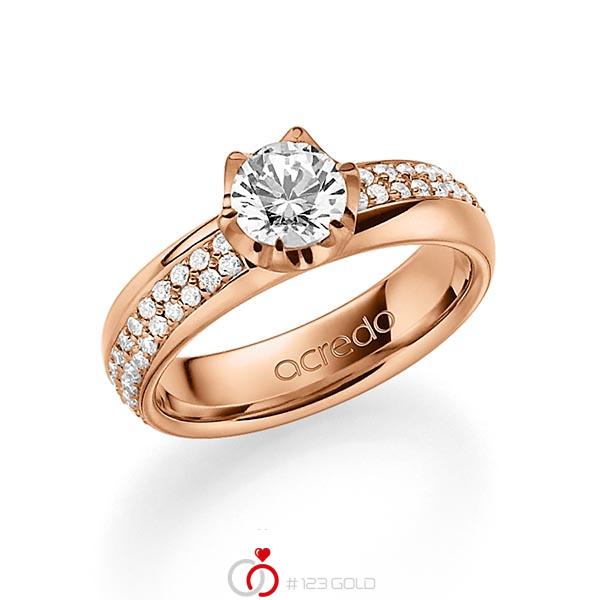 klassischer Trauring/Ehering in außen Rotgold 585 , innen Rotgold 585 mit 0,7 ct. + zus. 0,672 ct. Brillant tw, si tw, vs von acredo - A-1542-5 klassischer Trauring/Ehering in außen Rotgold 585 , innen Rotgold 585 mit 0,7 ct. + zus. 0,672 ct. Brillant tw, si tw, vs von acredo - A-1542-5