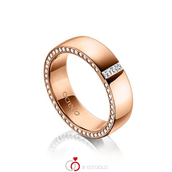 klassischer Trauring/Ehering in außen Rotgold 585 , innen Rotgold 585 mit zus. 0,325 ct. Prinzess-Diamant & Brillant tw, si von acredo - A-1496-5 klassischer Trauring/Ehering in außen Rotgold 585 , innen Rotgold 585 mit zus. 0,325 ct. Prinzess-Diamant & Brillant tw, si von acredo - A-1496-5