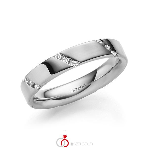 klassischer Trauring/Ehering in außen Weißgold 585 , innen Weißgold 585 mit zus. 0,21 ct. Brillant tw, si von acredo - A-1977-15 klassischer Trauring/Ehering in außen Weißgold 585 , innen Weißgold 585 mit zus. 0,21 ct. Brillant tw, si von acredo - A-1977-15
