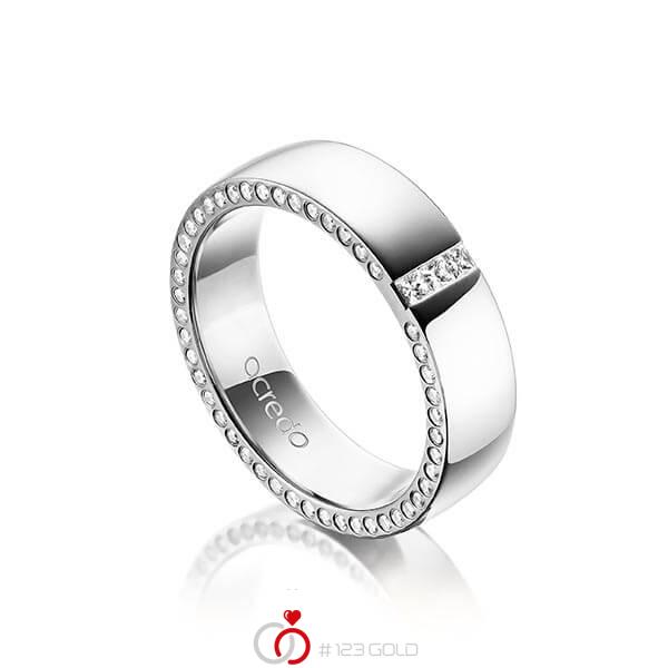 klassischer Trauring/Ehering in außen Weißgold 585 , innen Weißgold 585 mit zus. 0,325 ct. Prinzess-Diamant & Brillant tw, si von acredo - A-1496-4 klassischer Trauring/Ehering in außen Weißgold 585 , innen Weißgold 585 mit zus. 0,325 ct. Prinzess-Diamant & Brillant tw, si von acredo - A-1496-4