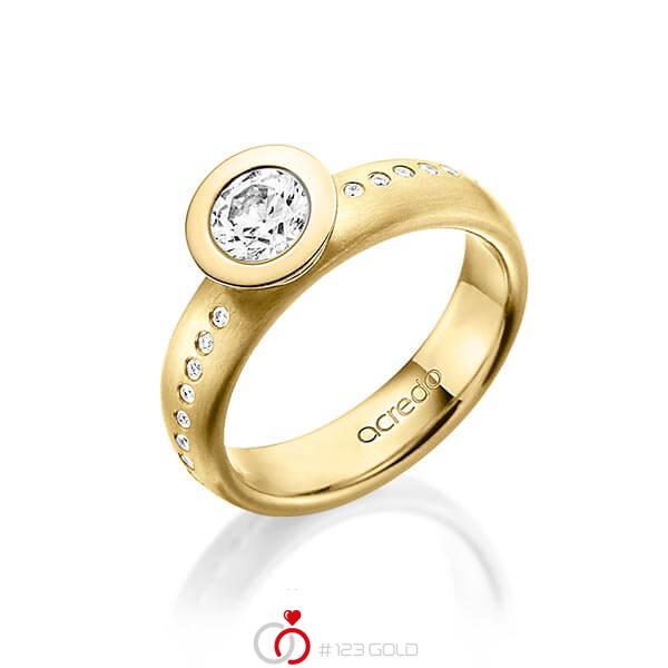klassischer Trauring/Ehering in Gelbgold 585 mit 0,4 ct. + zus. 0,175 ct. Brillant tw, vs tw, si von acredo - A-1493-6 klassischer Trauring/Ehering in Gelbgold 585 mit 0,4 ct. + zus. 0,175 ct. Brillant tw, vs tw, si von acredo - A-1493-6