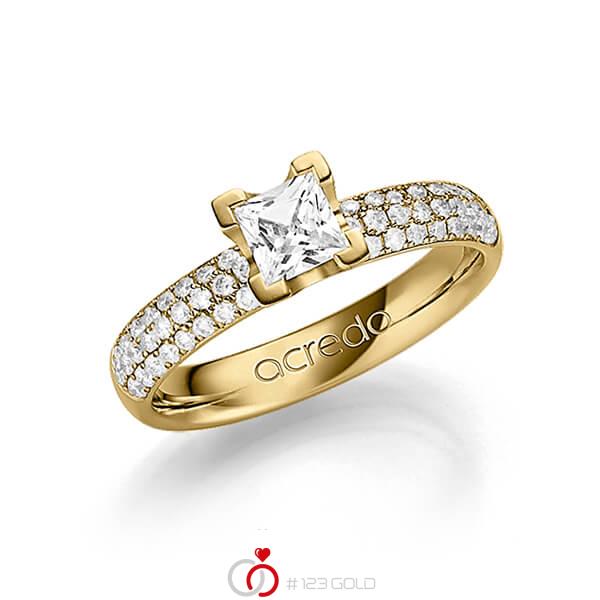 klassischer Trauring/Ehering in Gelbgold 585 mit 0,5 ct. + zus. 0,432 ct. Prinzess-Diamant & Brillant tw, vs tw, si von acredo - A-1249-8 klassischer Trauring/Ehering in Gelbgold 585 mit 0,5 ct. + zus. 0,432 ct. Prinzess-Diamant & Brillant tw, vs tw, si von acredo - A-1249-8