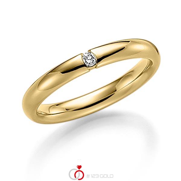 klassischer Trauring/Ehering in Gelbgold 585 mit zus. 0,05 ct. Brillant tw, si von Steinberg - Q-1372-3 klassischer Trauring/Ehering in Gelbgold 585 mit zus. 0,05 ct. Brillant tw, si von Steinberg - Q-1372-3