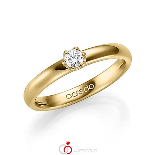klassischer Trauring/Ehering in Gelbgold 585 mit zus. 0,15 ct. Brillant tw, si von acredo - A-1352-2 klassischer Trauring/Ehering in Gelbgold 585 mit zus. 0,15 ct. Brillant tw, si von acredo - A-1352-2