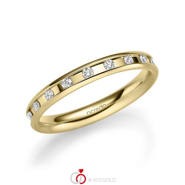 klassischer Trauring/Ehering in Gelbgold 585 mit zus. 0,18 ct. Brillant tw, si von acredo - A-2217-3 klassischer Trauring/Ehering in Gelbgold 585 mit zus. 0,18 ct. Brillant tw, si von acredo - A-2217-3