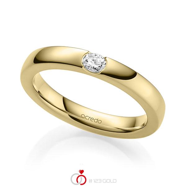 klassischer Trauring/Ehering in Gelbgold 585 mit zus. 0,1 ct. tw, vs von acredo - A-2140-6 klassischer Trauring/Ehering in Gelbgold 585 mit zus. 0,1 ct. tw, vs von acredo - A-2140-6