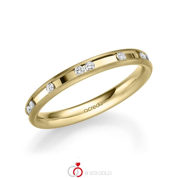klassischer Trauring/Ehering in Gelbgold 585 mit zus. 0,225 ct. Brillant tw, si von acredo - A-2209-7 klassischer Trauring/Ehering in Gelbgold 585 mit zus. 0,225 ct. Brillant tw, si von acredo - A-2209-7