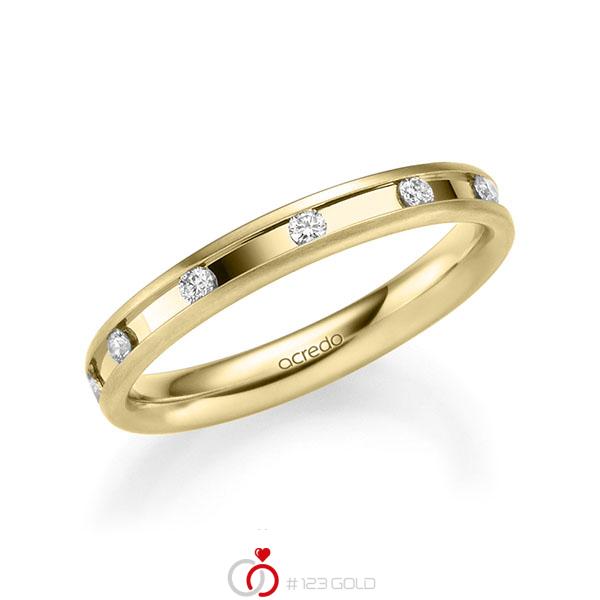 klassischer Trauring/Ehering in Gelbgold 585 mit zus. 0,22 ct. Brillant tw, si von acredo - A-2205-5 klassischer Trauring/Ehering in Gelbgold 585 mit zus. 0,22 ct. Brillant tw, si von acredo - A-2205-5