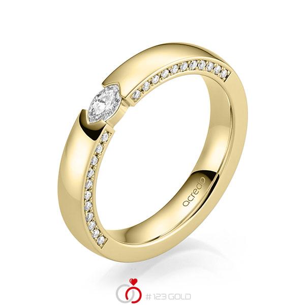 klassischer Trauring/Ehering in Gelbgold 585 mit zus. 0,37 ct. Brillant tw, vs tw, si von acredo - A-2166-7 klassischer Trauring/Ehering in Gelbgold 585 mit zus. 0,37 ct. Brillant tw, vs tw, si von acredo - A-2166-7