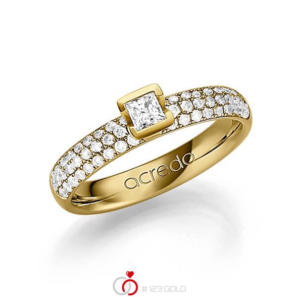 klassischer Trauring/Ehering in Gelbgold 585 mit zus. 0,582 ct. Brillant & Prinzess-Diamant tw, vs tw, si von acredo - A-1249-2 klassischer Trauring/Ehering in Gelbgold 585 mit zus. 0,582 ct. Brillant & Prinzess-Diamant tw, vs tw, si von acredo - A-1249-2