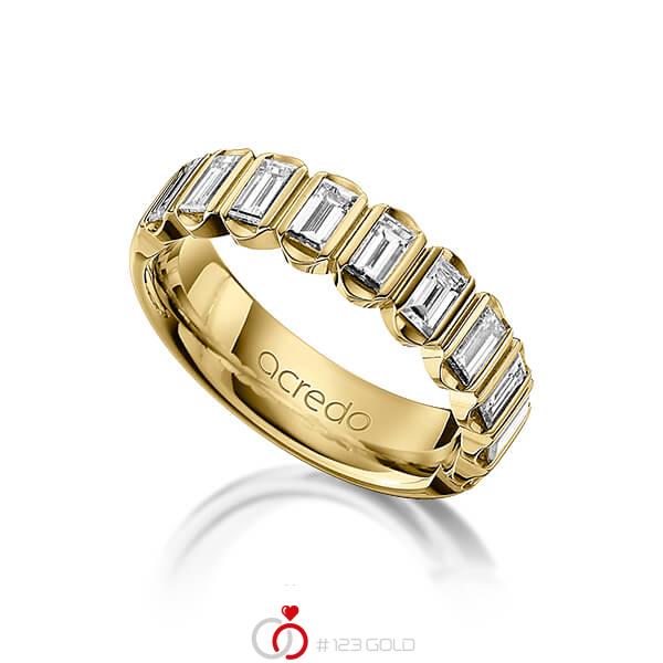 klassischer Trauring/Ehering in Gelbgold 585 mit zus. 1,2 ct. Baguette-Diamant tw, vs von acredo - A-1220-2 klassischer Trauring/Ehering in Gelbgold 585 mit zus. 1,2 ct. Baguette-Diamant tw, vs von acredo - A-1220-2