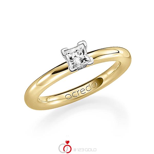 klassischer Trauring/Ehering in Gelbgold 750 mit 0,4 ct. Prinzess-Diamant tw, vs von acredo - A-1182-10 klassischer Trauring/Ehering in Gelbgold 750 mit 0,4 ct. Prinzess-Diamant tw, vs von acredo - A-1182-10