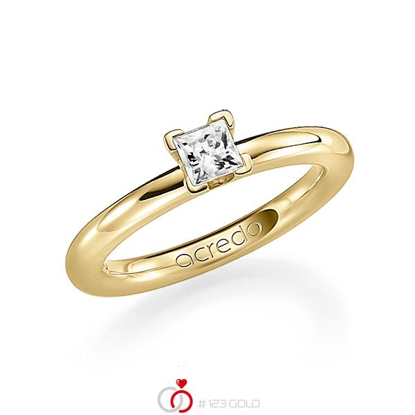klassischer Trauring/Ehering in Gelbgold 750 mit 0,4 ct. Prinzess-Diamant tw, vs von acredo - A-1182-14 klassischer Trauring/Ehering in Gelbgold 750 mit 0,4 ct. Prinzess-Diamant tw, vs von acredo - A-1182-14