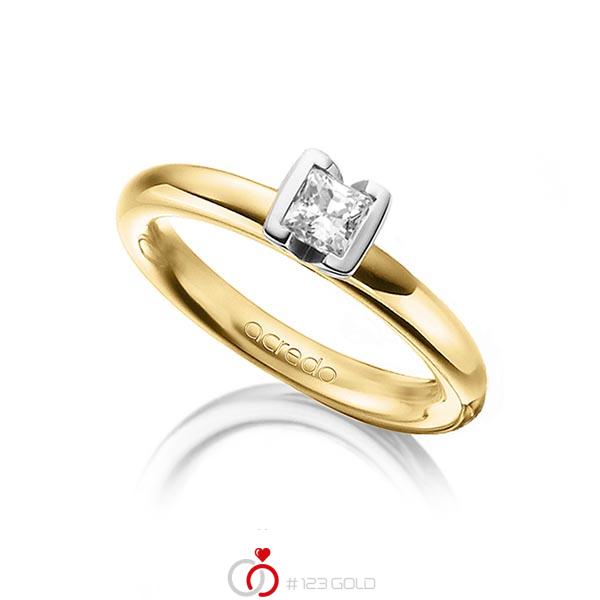klassischer Trauring/Ehering in Gelbgold 750 mit 0,4 ct. Prinzess-Diamant tw, vs von acredo - A-1298-13 klassischer Trauring/Ehering in Gelbgold 750 mit 0,4 ct. Prinzess-Diamant tw, vs von acredo - A-1298-13