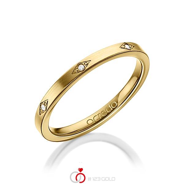 klassischer Trauring/Ehering in Gelbgold 750 mit zus. 0,035 ct. Brillant tw, si von acredo - A-1301-6 klassischer Trauring/Ehering in Gelbgold 750 mit zus. 0,035 ct. Brillant tw, si von acredo - A-1301-6