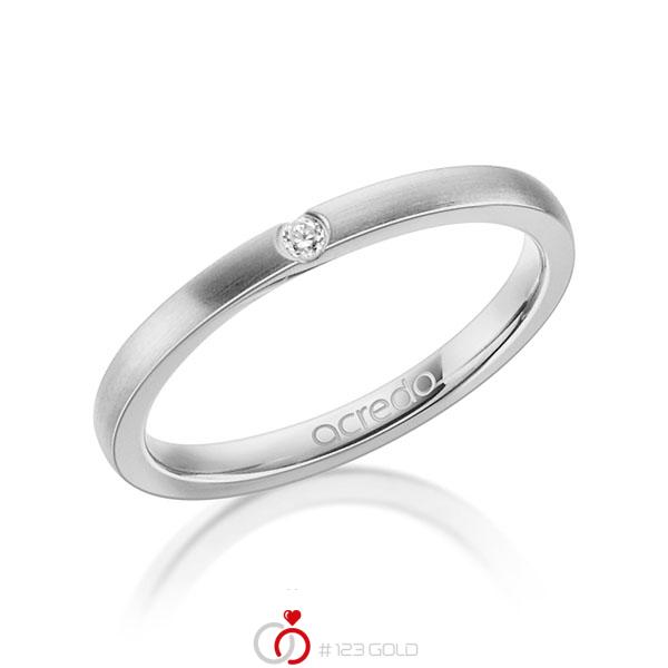 klassischer Trauring/Ehering in Graugold 585 mit zus. 0,025 ct. Brillant tw, si von acredo - A-1302-2 klassischer Trauring/Ehering in Graugold 585 mit zus. 0,025 ct. Brillant tw, si von acredo - A-1302-2