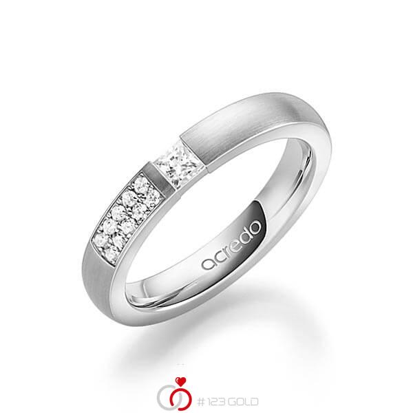 klassischer Trauring/Ehering in Graugold 585 mit zus. 0,25 ct. Prinzess-Diamant & Brillant tw, si von acredo - A-1636-3 klassischer Trauring/Ehering in Graugold 585 mit zus. 0,25 ct. Prinzess-Diamant & Brillant tw, si von acredo - A-1636-3