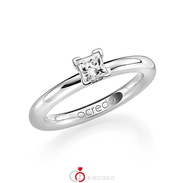klassischer Trauring/Ehering in Platin 950 mit 0,4 ct. Prinzess-Diamant tw, vs von acredo - A-1182-9 klassischer Trauring/Ehering in Platin 950 mit 0,4 ct. Prinzess-Diamant tw, vs von acredo - A-1182-9