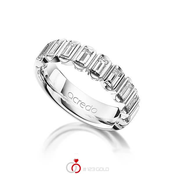 klassischer Trauring/Ehering in Platin 950 mit zus. 1,2 ct. Baguette-Diamant tw, vs von acredo - A-1220-1 klassischer Trauring/Ehering in Platin 950 mit zus. 1,2 ct. Baguette-Diamant tw, vs von acredo - A-1220-1
