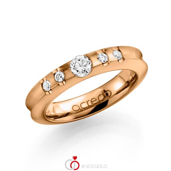 klassischer Trauring/Ehering in Roségold 585 mit 0,3 ct. + zus. 0,12 ct. Brillant tw, si von acredo - A-1118-9 klassischer Trauring/Ehering in Roségold 585 mit 0,3 ct. + zus. 0,12 ct. Brillant tw, si von acredo - A-1118-9
