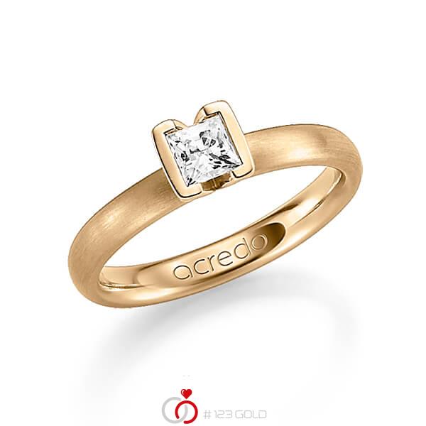 klassischer Trauring/Ehering in Roségold 585 mit 0,4 ct. Prinzess-Diamant tw, vs von acredo - A-1212-8 klassischer Trauring/Ehering in Roségold 585 mit 0,4 ct. Prinzess-Diamant tw, vs von acredo - A-1212-8