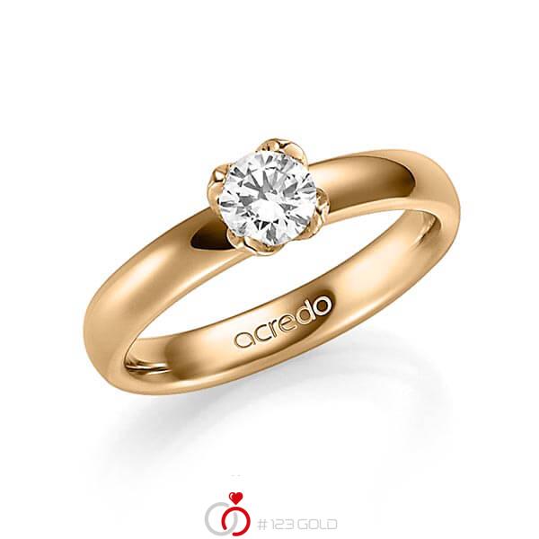 klassischer Trauring/Ehering in Roségold 585 mit 0,5 ct. Brillant tw, vs von acredo - A-1356-4 klassischer Trauring/Ehering in Roségold 585 mit 0,5 ct. Brillant tw, vs von acredo - A-1356-4