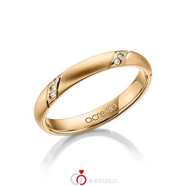 klassischer Trauring/Ehering in Roségold 585 mit zus. 0,075 ct. Brillant tw, si von acredo - A-1306-3 klassischer Trauring/Ehering in Roségold 585 mit zus. 0,075 ct. Brillant tw, si von acredo - A-1306-3