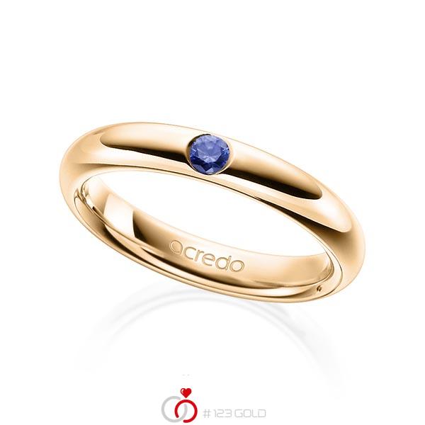 klassischer Trauring/Ehering in Roségold 585 mit zus. 0,08 ct. Brillant Saphir Blau (A 10) von acredo - A-1905-5 klassischer Trauring/Ehering in Roségold 585 mit zus. 0,08 ct. Brillant Saphir Blau (A 10) von acredo - A-1905-5