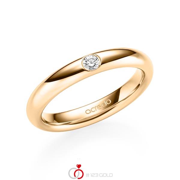 klassischer Trauring/Ehering in Roségold 585 mit zus. 0,08 ct. Brillant tw, si von acredo - A-1905-14 klassischer Trauring/Ehering in Roségold 585 mit zus. 0,08 ct. Brillant tw, si von acredo - A-1905-14