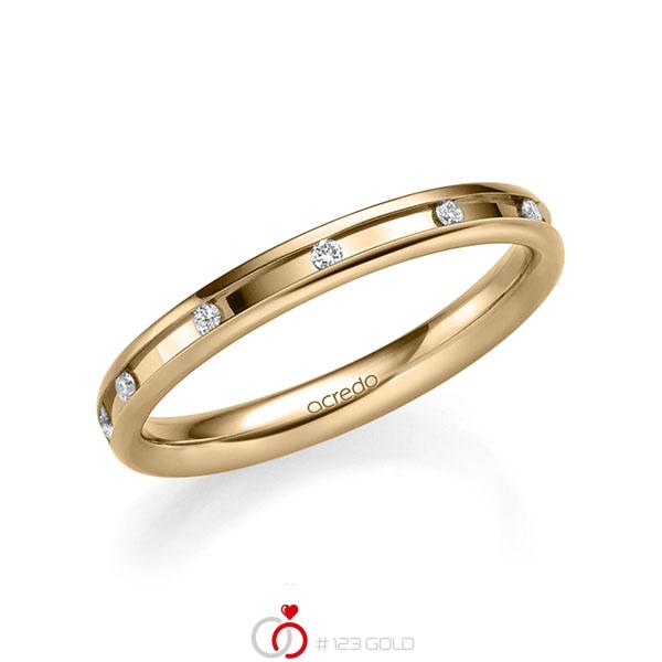 klassischer Trauring/Ehering in Roségold 585 mit zus. 0,11 ct. Brillant tw, si von acredo - A-2207-5 klassischer Trauring/Ehering in Roségold 585 mit zus. 0,11 ct. Brillant tw, si von acredo - A-2207-5