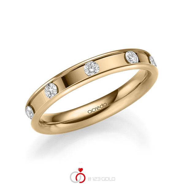 klassischer Trauring/Ehering in Roségold 585 mit zus. 0,45 ct. Brillant tw, vs von acredo - A-2210-6 klassischer Trauring/Ehering in Roségold 585 mit zus. 0,45 ct. Brillant tw, vs von acredo - A-2210-6