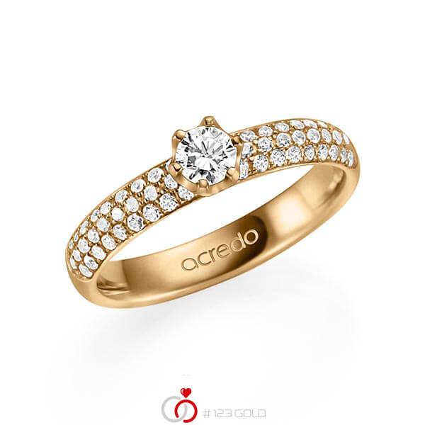 klassischer Trauring/Ehering in Roségold 585 mit zus. 0,682 ct. Brillant tw, vs tw, si von acredo - A-1329-4 klassischer Trauring/Ehering in Roségold 585 mit zus. 0,682 ct. Brillant tw, vs tw, si von acredo - A-1329-4