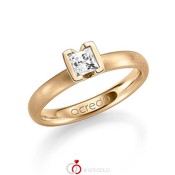 klassischer Trauring/Ehering in Roségold 750 mit 0,4 ct. Prinzess-Diamant tw, vs von acredo - A-1212-11 klassischer Trauring/Ehering in Roségold 750 mit 0,4 ct. Prinzess-Diamant tw, vs von acredo - A-1212-11