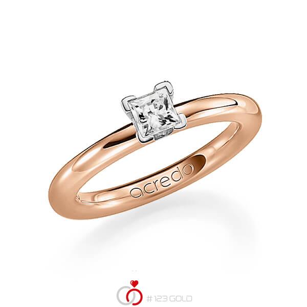 klassischer Trauring/Ehering in Rotgold 585 mit 0,4 ct. Prinzess-Diamant tw, vs von acredo - A-1182-5 klassischer Trauring/Ehering in Rotgold 585 mit 0,4 ct. Prinzess-Diamant tw, vs von acredo - A-1182-5