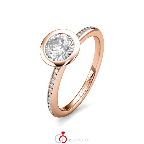 klassischer Trauring/Ehering in Rotgold 585 mit 1 ct. + zus. 0,13 ct. Brillant tw, si von acredo - A-1654-37 klassischer Trauring/Ehering in Rotgold 585 mit 1 ct. + zus. 0,13 ct. Brillant tw, si von acredo - A-1654-37