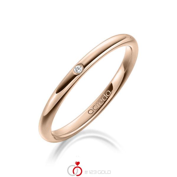 klassischer Trauring/Ehering in Rotgold 585 mit zus. 0,01 ct. Brillant tw, si von acredo - A-1300-5 klassischer Trauring/Ehering in Rotgold 585 mit zus. 0,01 ct. Brillant tw, si von acredo - A-1300-5