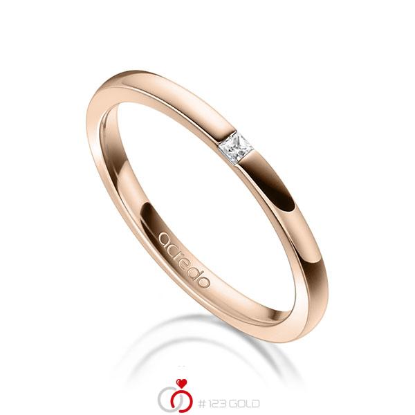 klassischer Trauring/Ehering in Rotgold 585 mit zus. 0,03 ct. Prinzess-Diamant tw, si von acredo - A-1303-4 klassischer Trauring/Ehering in Rotgold 585 mit zus. 0,03 ct. Prinzess-Diamant tw, si von acredo - A-1303-4
