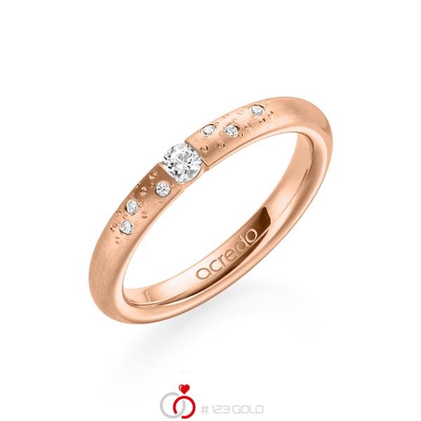 klassischer Trauring/Ehering in Rotgold 585 mit zus. 0,11 ct. Brillant tw, si von acredo - A-1635-5 klassischer Trauring/Ehering in Rotgold 585 mit zus. 0,11 ct. Brillant tw, si von acredo - A-1635-5