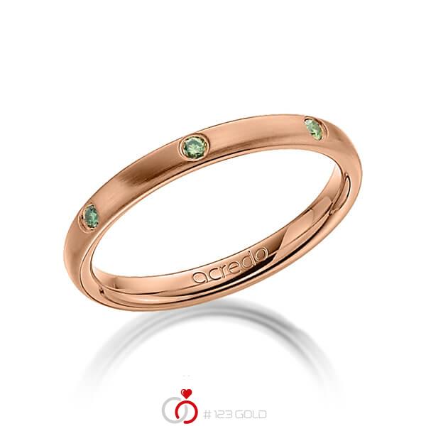 klassischer Trauring/Ehering in Rotgold 585 mit zus. 0,14 ct. Brillant Apple Green von acredo - A-1275-5 klassischer Trauring/Ehering in Rotgold 585 mit zus. 0,14 ct. Brillant Apple Green von acredo - A-1275-5