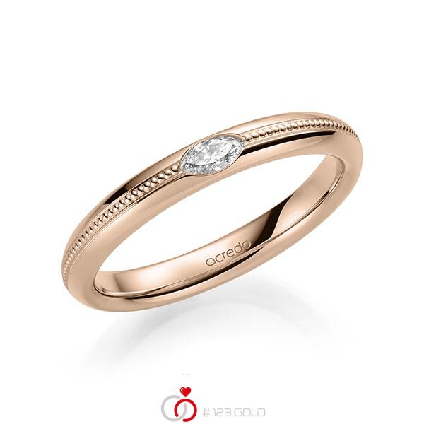 klassischer Trauring/Ehering in Rotgold 585 mit zus. 0,1 ct. tw, vs von acredo - A-2142-9 klassischer Trauring/Ehering in Rotgold 585 mit zus. 0,1 ct. tw, vs von acredo - A-2142-9