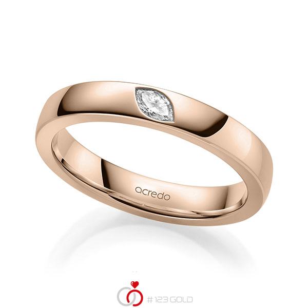 klassischer Trauring/Ehering in Rotgold 585 mit zus. 0,1 ct. tw, vs von acredo - A-2145-9 klassischer Trauring/Ehering in Rotgold 585 mit zus. 0,1 ct. tw, vs von acredo - A-2145-9