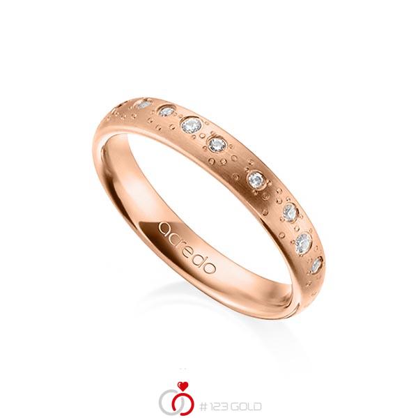klassischer Trauring/Ehering in Rotgold 585 mit zus. 0,221 ct. Brillant tw, si von acredo - A-1305-4 klassischer Trauring/Ehering in Rotgold 585 mit zus. 0,221 ct. Brillant tw, si von acredo - A-1305-4