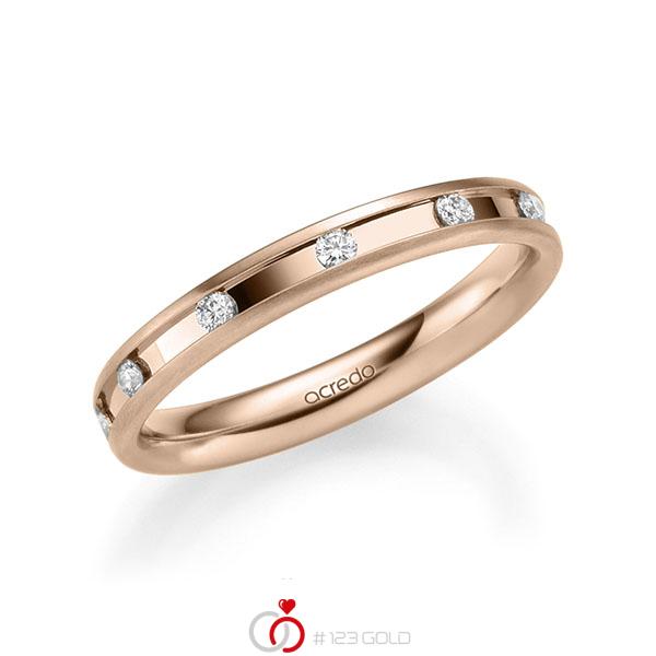 klassischer Trauring/Ehering in Rotgold 585 mit zus. 0,22 ct. Brillant tw, si von acredo - A-2205-7 klassischer Trauring/Ehering in Rotgold 585 mit zus. 0,22 ct. Brillant tw, si von acredo - A-2205-7