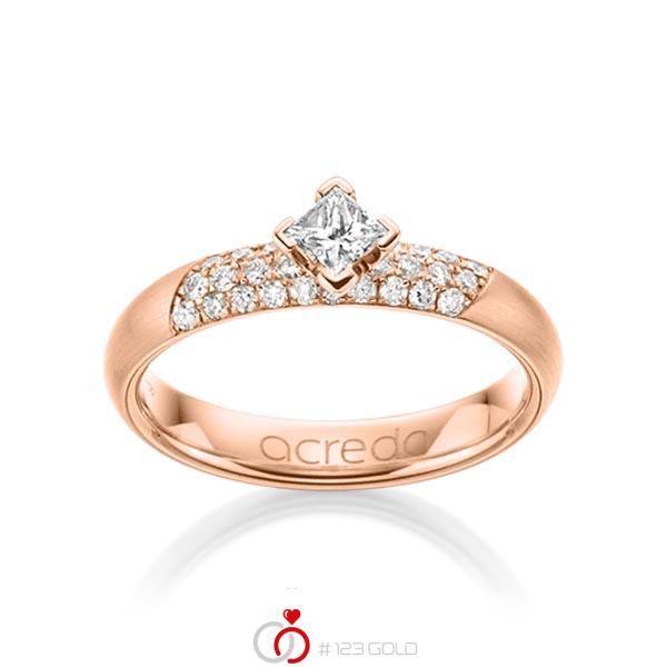 klassischer Trauring/Ehering in Rotgold 585 mit zus. 0,52 ct. Brillant & Prinzess-Diamant tw, si von acredo - A-1283-7 klassischer Trauring/Ehering in Rotgold 585 mit zus. 0,52 ct. Brillant & Prinzess-Diamant tw, si von acredo - A-1283-7