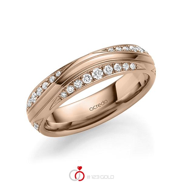 klassischer Trauring/Ehering in Rotgold 585 mit zus. 0,576 ct. Brillant tw, si von acredo - A-1710-18 klassischer Trauring/Ehering in Rotgold 585 mit zus. 0,576 ct. Brillant tw, si von acredo - A-1710-18