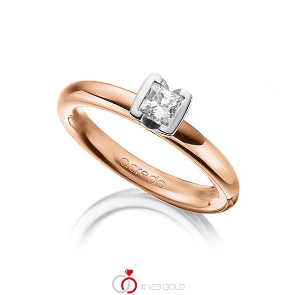 klassischer Trauring/Ehering in Rotgold 750 mit 0,4 ct. Prinzess-Diamant tw, vs von acredo - A-1298-12 klassischer Trauring/Ehering in Rotgold 750 mit 0,4 ct. Prinzess-Diamant tw, vs von acredo - A-1298-12