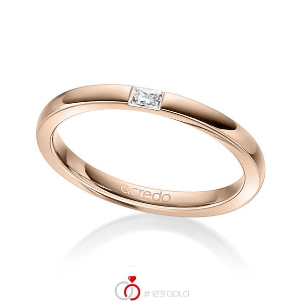 klassischer Trauring/Ehering in Rotgold 750 mit zus. 0,07 ct. Baguette-Diamant tw, vs von acredo - A-1304-6 klassischer Trauring/Ehering in Rotgold 750 mit zus. 0,07 ct. Baguette-Diamant tw, vs von acredo - A-1304-6