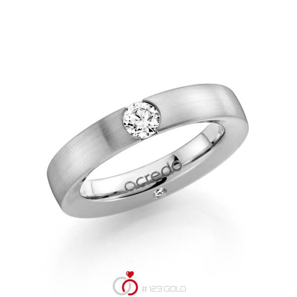 klassischer Trauring/Ehering in Weißgold 585 mit 0,3 ct. + zus. 0,03 ct. Brillant tw, si von acredo - A-1101-2 klassischer Trauring/Ehering in Weißgold 585 mit 0,3 ct. + zus. 0,03 ct. Brillant tw, si von acredo - A-1101-2